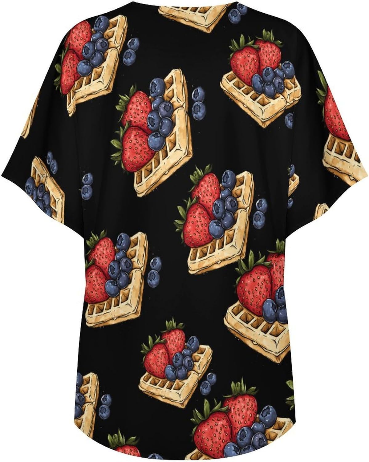 Stawberry Strawberries Sweet Food Women's Open Front Cardigan Short Sleeves Jacket Lightweight Sweaters Tops