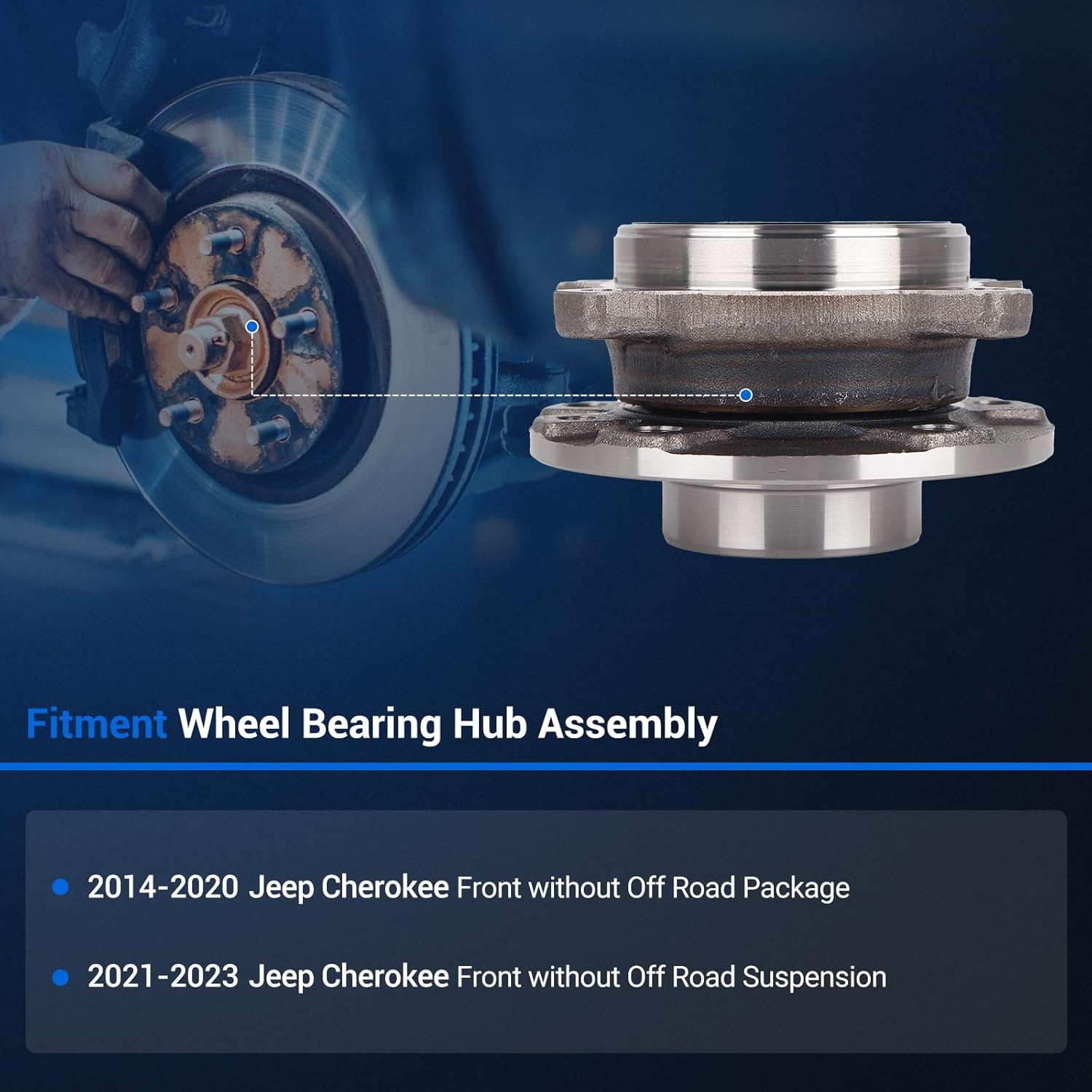 Autoround 513349 Front Wheel Hub and Bearing Assembly Compatible with 2014-2023 Jeep Cherokee without Off Road Suspension