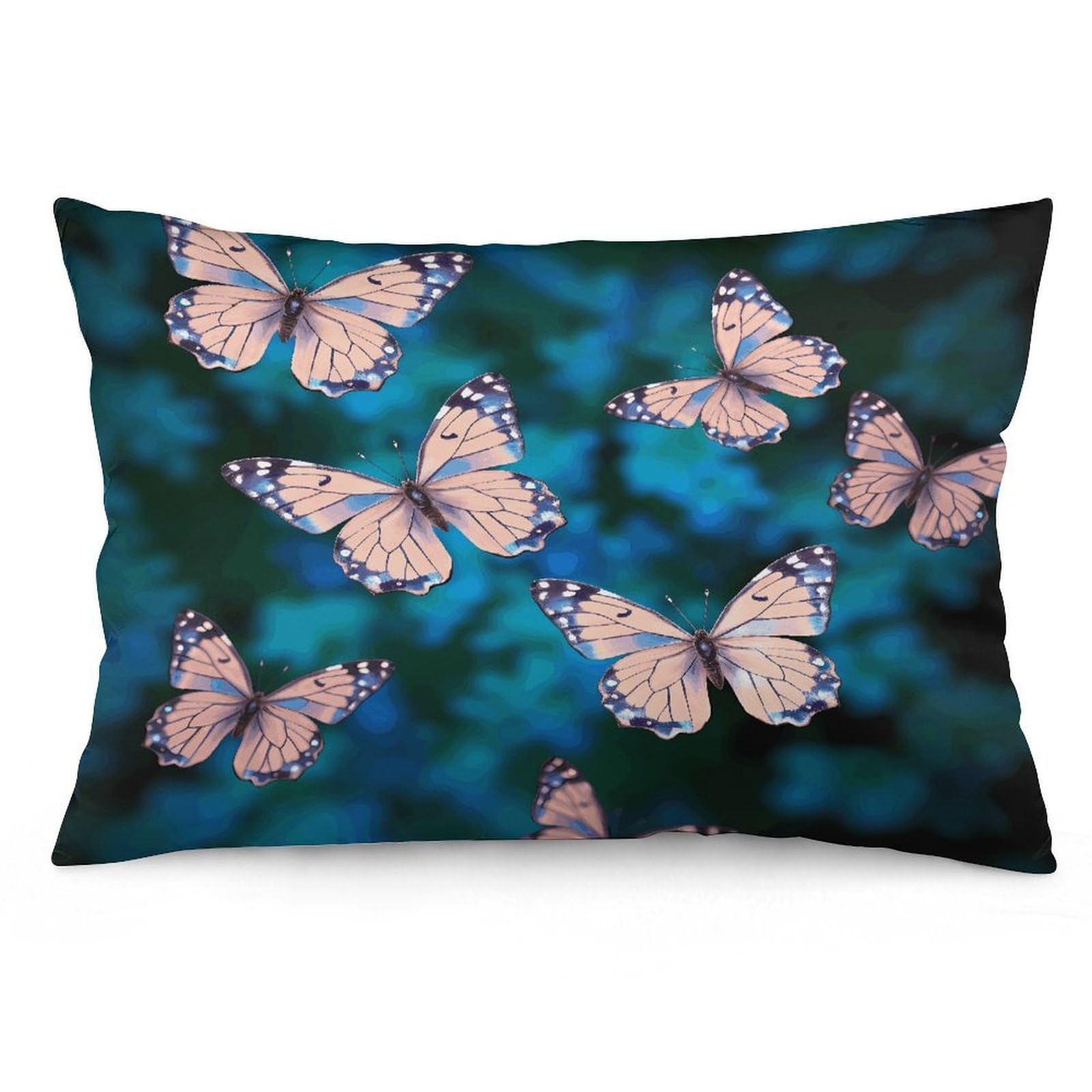 Cute Butterflies Throw Pillow Cover Soft Lumbar Pillow Covers with Zipper Breathable Rectangular Cushion Case Polyester Pillow Case Decorative Body Pillow Cover for Couch Bed