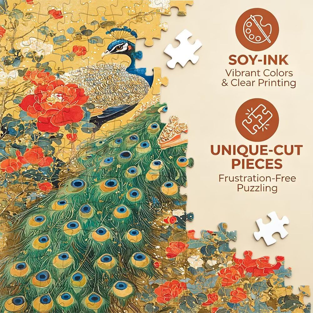 Puzzle 5000 Teile Erwachsene, Jigsaw Puzzle Erwachsene 5000 Teile, Pfauen Blumen Puzzles, Impossible Klassische Puzzles, Herausfordernde Familie Spiele, für Home Decor und Geschenke DX0YL2-520