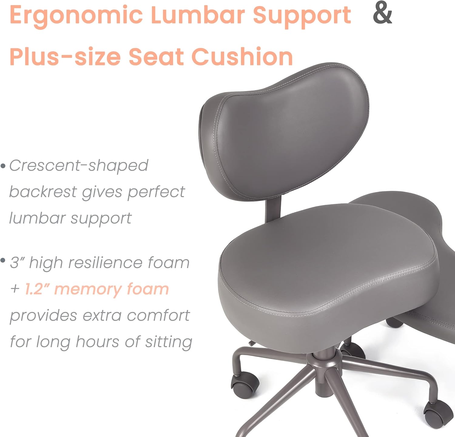 Meditation Chair Plus, Cross Legged Chair with Wheels, ADHD Chair, Criss Cross Desk Chair with Lumbar Support and Adjustable Stool, Flexible Design for Fidgety Sitters, Gray