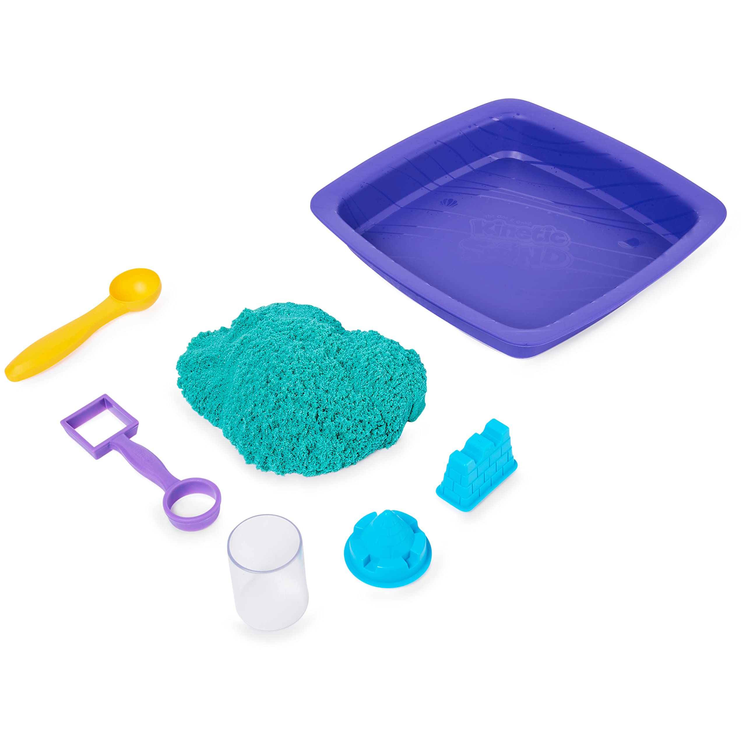 Kinetic Sand |Zamek Shimmer Sand | Piasek kinetyczny 454gr | Magiczny piasek | Zielony Kolorowy Piasek | 3 akcesoria i tacka W zestawie | zabawki dla dzieci i dziewczynek 3 lata