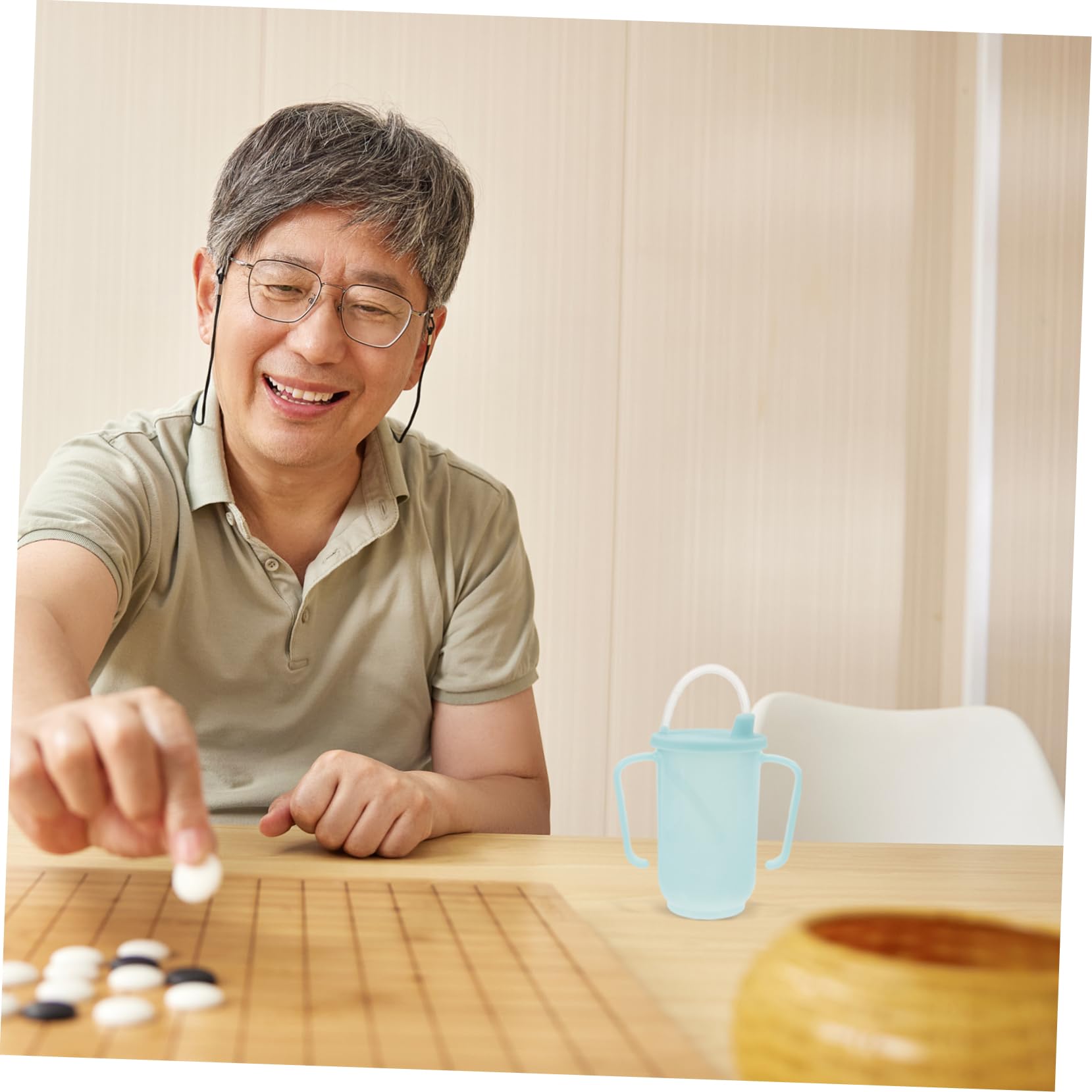 HAPINARY Elderly People' Cup Safe Cup Water Mug Spill-proof Cup Soup Cups Soup Mug Drinking Glasses Water Glasses Proof Cup Cups for Home Liquid Feeding Cup Plastic Sky-blue