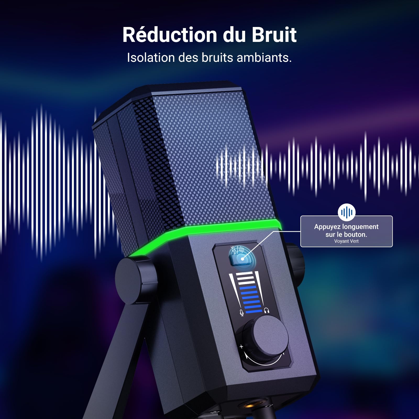 NEEWER UM02 Microphone USB RGB pour Gaming, Streaming et Podcasts; Micro de Bureau Cardioïde à Condensateur avec Réduction de Bruit; Compatible avec iPhone iPad Mac PC Android PS5/PS4 Pro/PS4