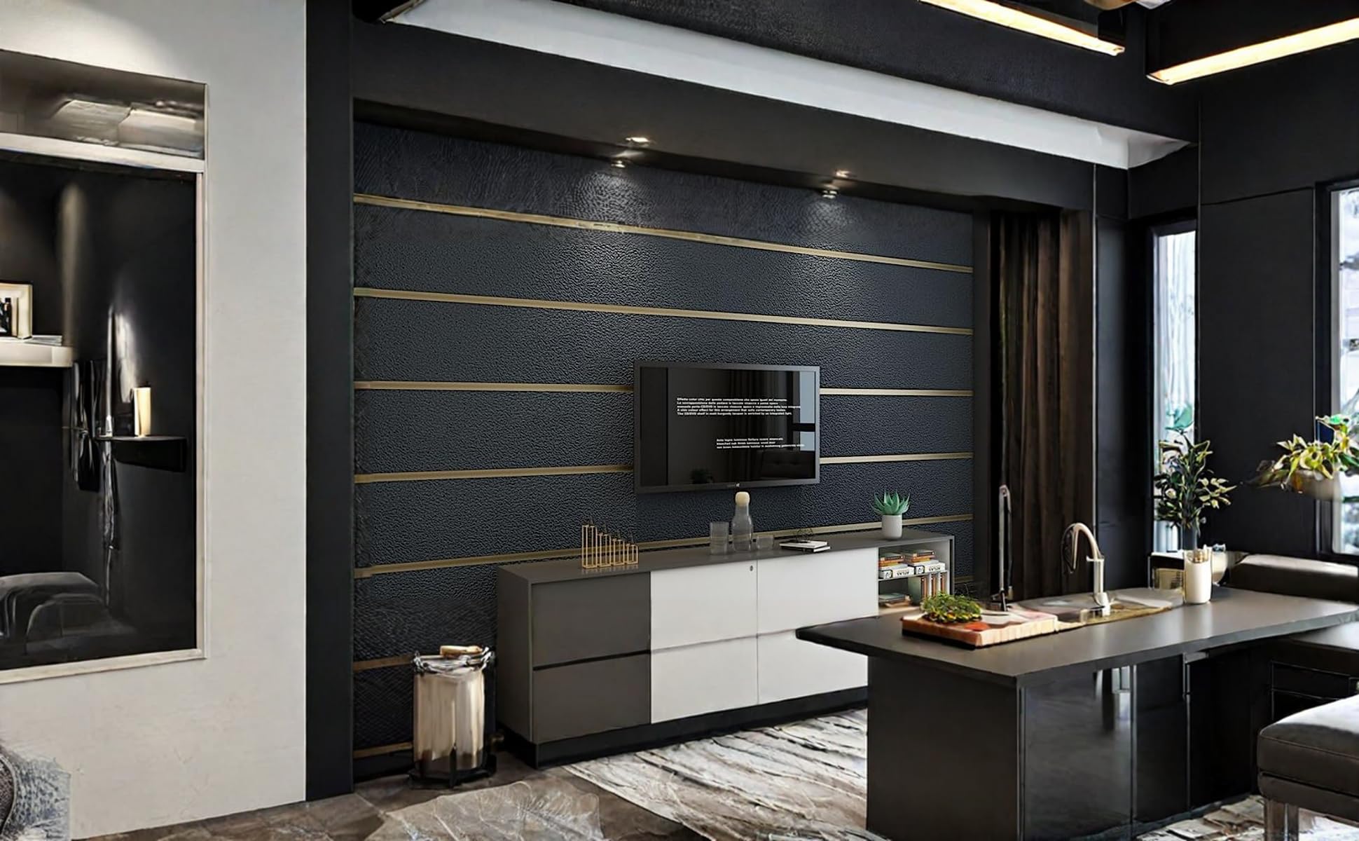 Ulepszona aksamitna wysokiej klasy nowoczesna minimalistyczna tapeta 3D gładka włóknina salon sypialnia tło telewizora tapeta 50 cm x 900 cm, nieodklejająca się i przyklejana tapeta