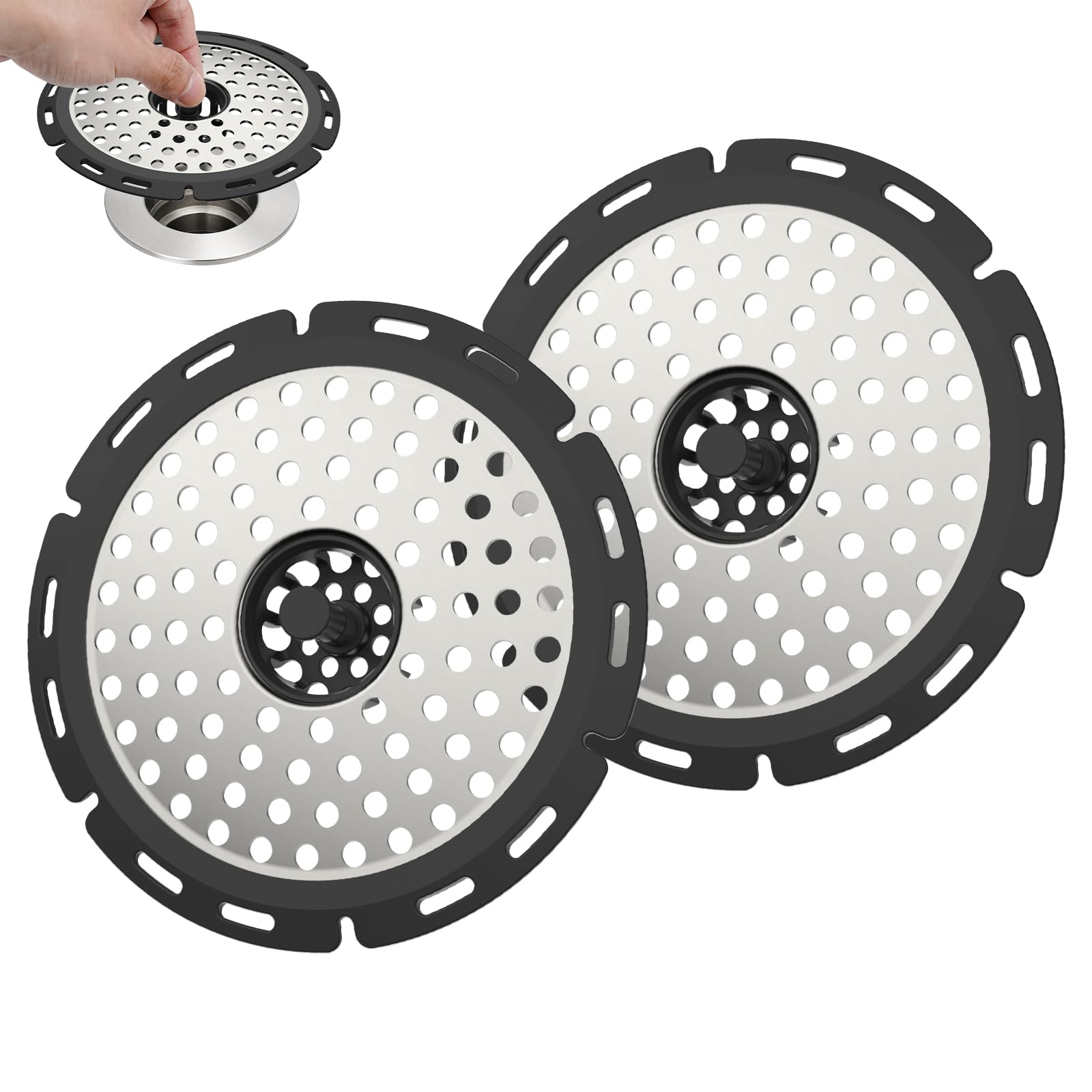 Hibbent 2 Pack 5" Metal Bathtub Drain Hair Catcher, Shower Drain Protector