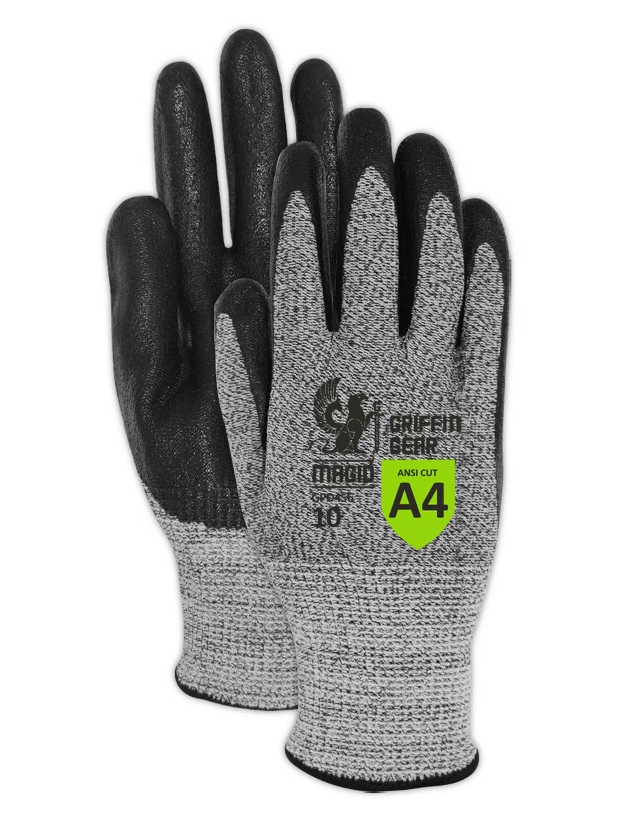 MAGID Liquid Repellent Level A4 Cut Resistant Work Gloves, 144 PR, Foam Nitrile Coated, Size 10/XL, Glass Handling, Reusable, 13-Gauge DuraBlend Shell (GPD456)