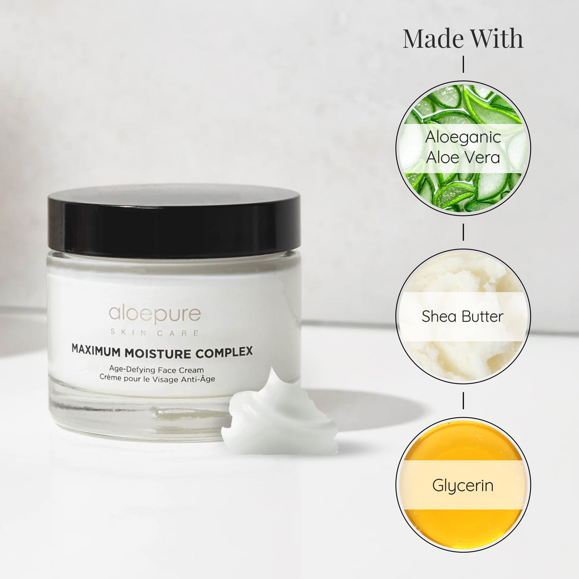 Aloette Maximum Moisture Anti-Aging Face Cream - Age Defying Anti-Wrinkle Facial Cream with Moisturizing Shea Butter & Aloe Vera - Hydrating Moisturizer for Fine Lines & Wrinkles - All Skin Types