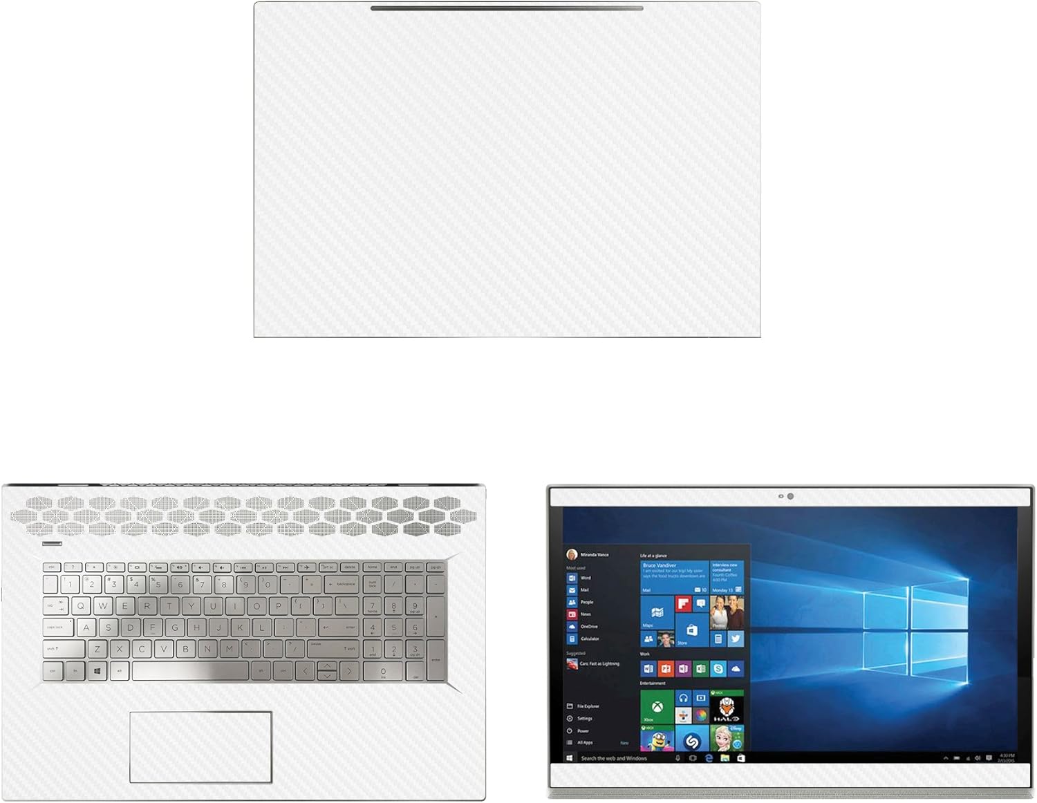 Decalrus - Protective Decal for HP Envy 17M-BW0013DX (17.3" Screen) Laptop White Carbon Fiber Skin case Cover wrap CFhpEnvy17m_BW0013dxWhite