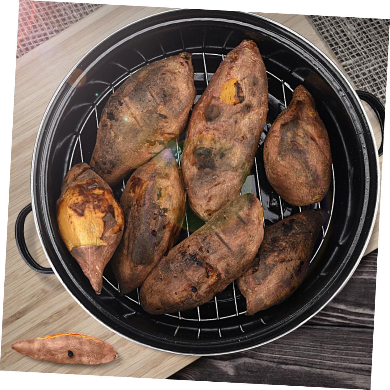 Unomor Multi Function Covered Roasting Pan Baking Dish with Double Handles for Easy Handling for Roasting Sweet Potatoes Corn and More