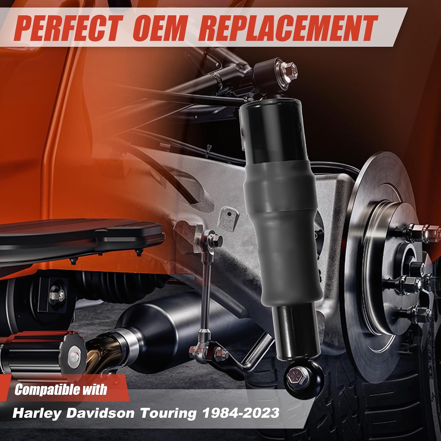 GlobalPrince Rear Air Ride Suspension Kit Compatible with Harley Davidson Touring 1984-2023 Road King 1994-2023 Road Glide 1998-2023 Street Glide 2006-2023 Electra Glide 1984-2005 Replace DA-SRD747-PR