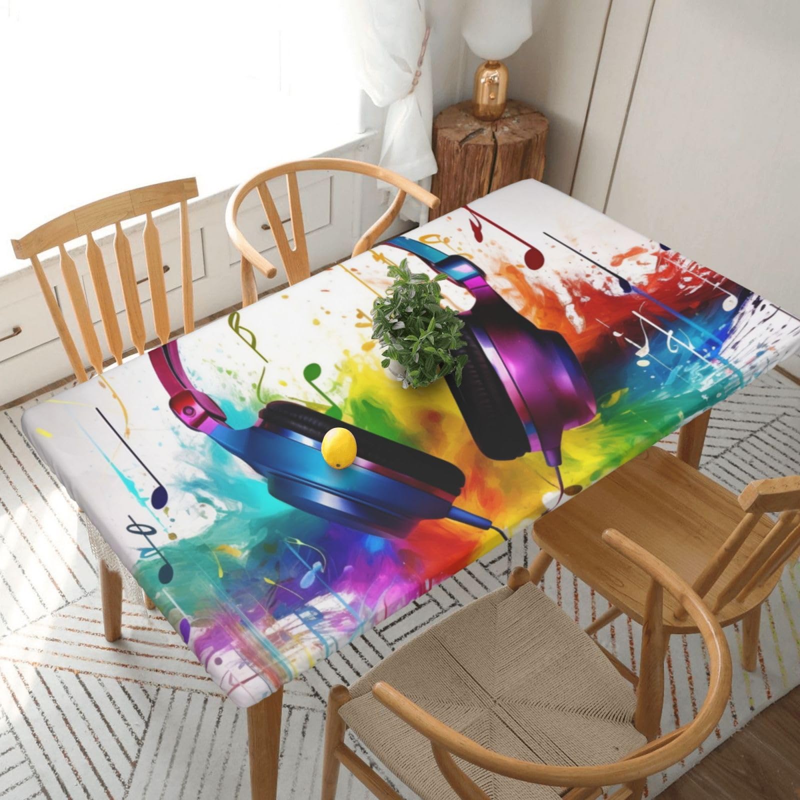 WPKJU Music prin Printed Tablecloths 5ft Rectangular Table Covers Washable Polyester Decorative Table Cloth for Dining Table Picnic Wedding