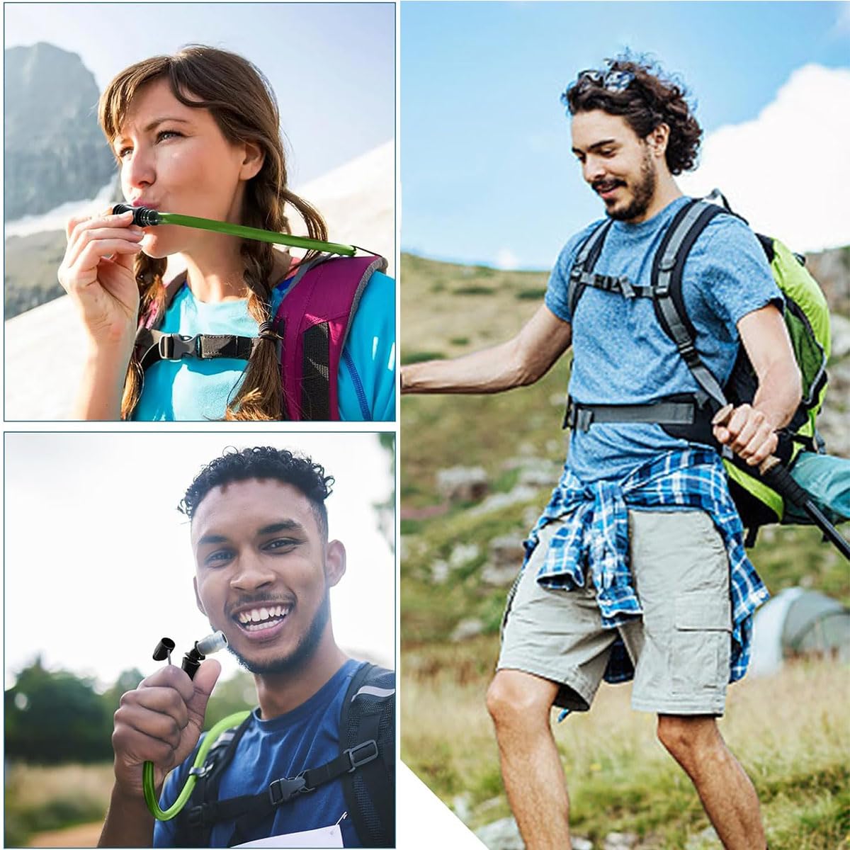 Sacca Idrica, 2L Sacca idratazione Portatile, con Tubo per Bere per Ciclismo Arrampicata Corsa Escursionismo All'aperto,Blu, Nero, Verde