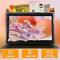 Vista 4 de Tablet Android 14.0 de 7", RAM 8GB(3+5Expand)+32GB ROM, Tabletas, Cámara Dual, Pantalla IPS de 1024 x 600, Expansión de 1TB, Tablet con Estuche Negro