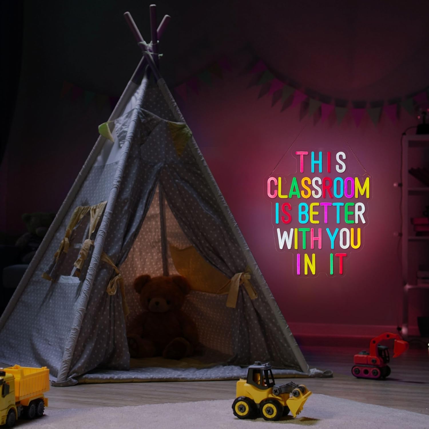 This Classroom Is Better With You In It Neon Sign Positive Affirmation LED Light for School Classroom Decor Welcome Back To School Sign Multicolored Gift for Teacher (16.5 X 12.6 inch) - Image 6