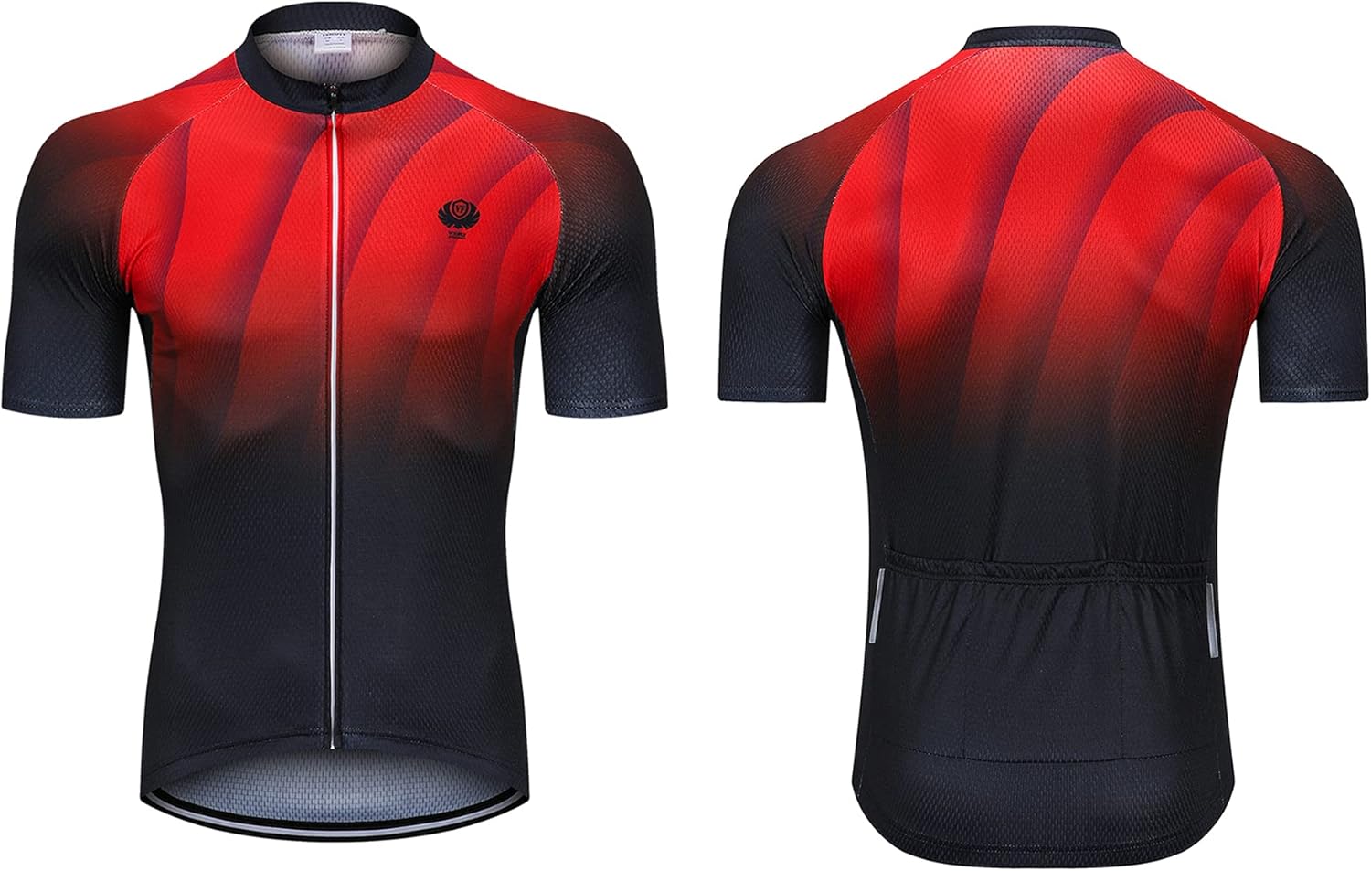 Cycling Jersey Men Short Sleeve, Mountain Bike Jersey Compression with Pad Blue Red L