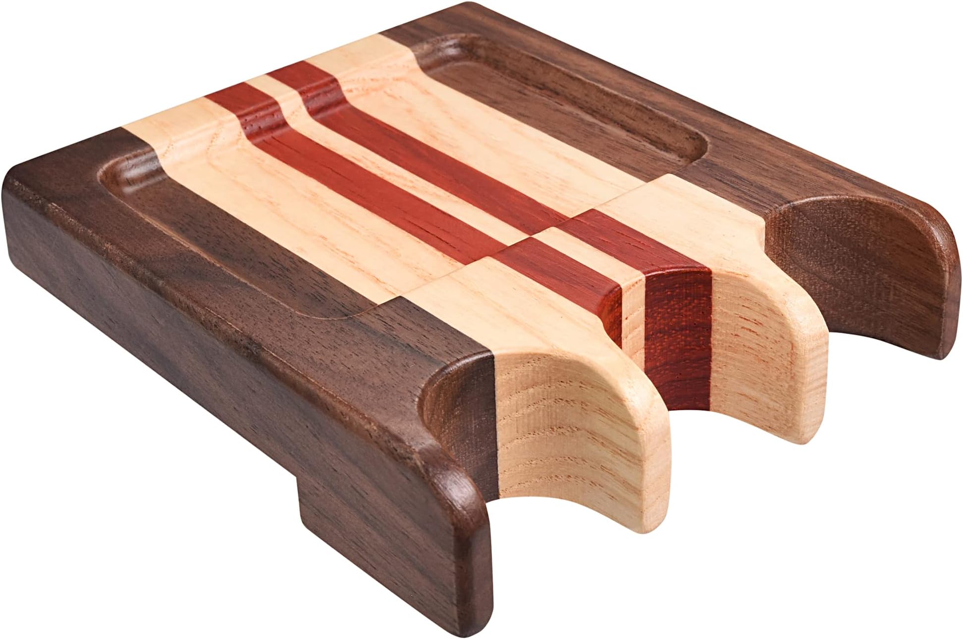 Pool Stick Holder - Portable Cue Claw Rack for Table, Bar or Chair Weighted Solid Wood with Rounded Edges and Non-Slip Pad (Multi Wood, 3 Cue Claw)