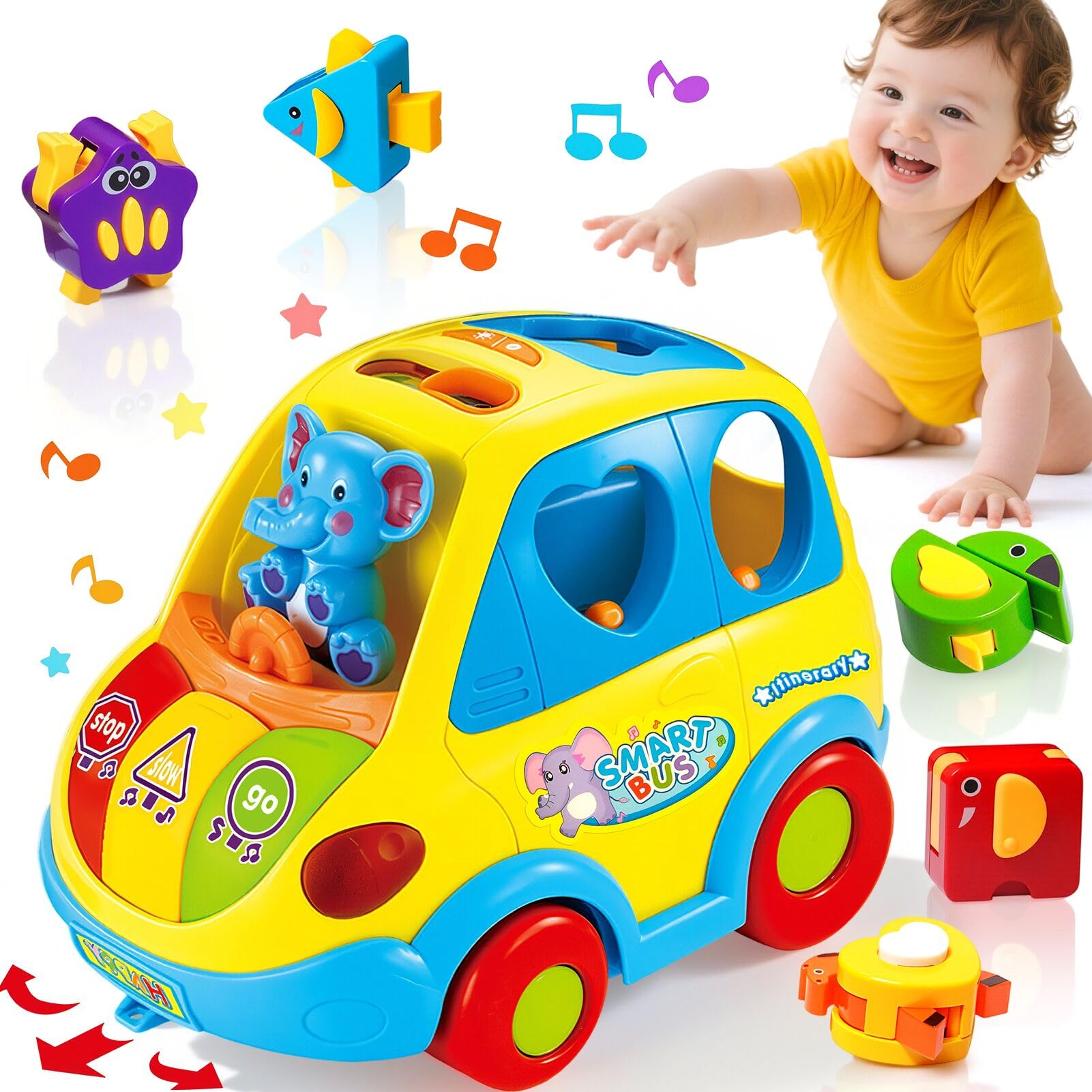 KALOISYHE Jouet Enfant 1Ans Fille Garçon Jouets Bebe 1 2an Bebe 12 18 Mois | clasificador de Formas Musical Sonidos de Animal con Luces y 5 Bloques Montessori Juguetes Juegos 1 2 Años Regalo Bebe
