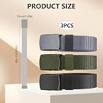 3 Pack Nylon Web Belt with Plastic Buckle Adjustable Tactical Waist Belt 1.5" Width 51" Length for Men Casual Outdoor Wear Black Army Green Grey
