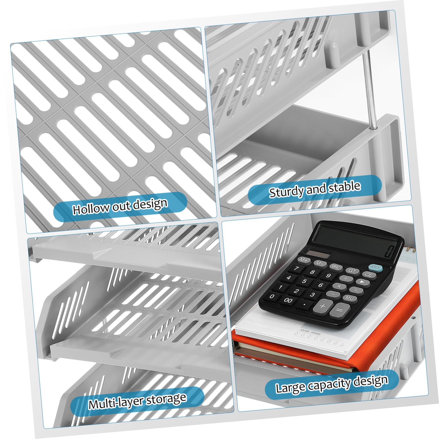 Organizador de Archivos Horizontal de Plástico de Varios Niveles | Bandeja para Cartas, Almacenamiento Multicapa, Estable y Resistente, Estilo Elegante para Oficina