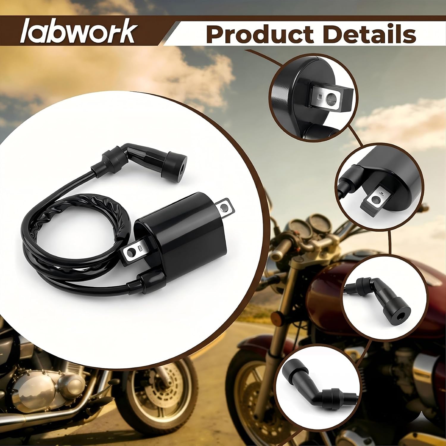 33410-38B00 Ignition Coils with Spark Plugs for Suzuki Intruder VS1400 1987-2009 VL1500 1998-2004 Replace 33420-38B00 33420-10F10