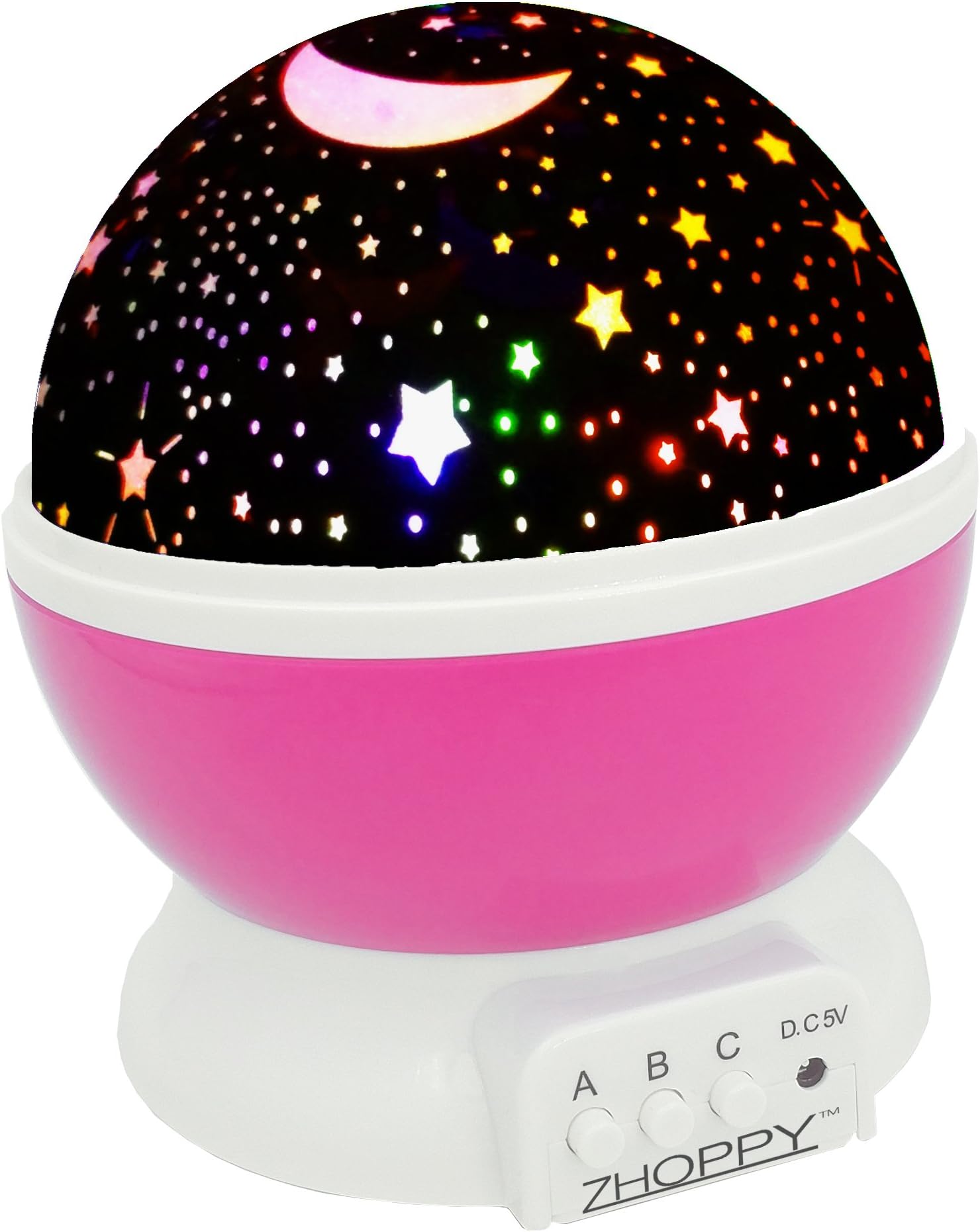 ZHOPPYZHOPPY Night Lights for Girls, Star and Moon Starlight Projector Bedside Lamp for Baby Room Kids Bedroom Decorations - Birthday Gifts for Girls, Pink