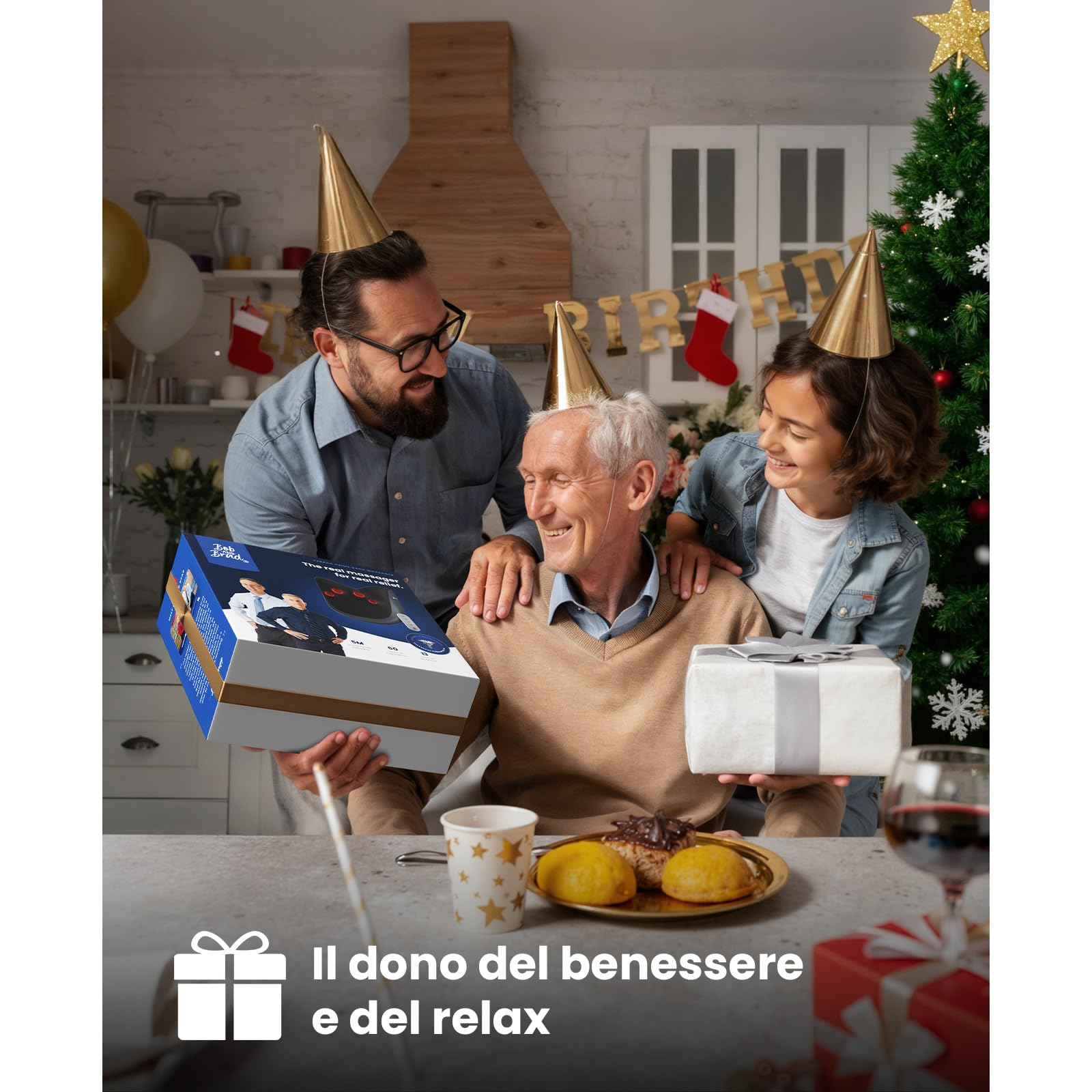 BOB AND BRAD Massaggiatore Schiena e Collo con Funzione Termica, Massaggiatore Cervicale Elettrico con Telecomando e 3 Intensità, Cuscino Massaggiante Spalle Lombari, Relax Casa Ufficio