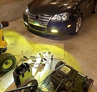 Vista 4 de iJDMTOY Barra de luz diurna LED de alta potencia (DRL) con lentes amarillas, ajuste universal, 7 pulgadas, 3000 K, con soportes, cableados