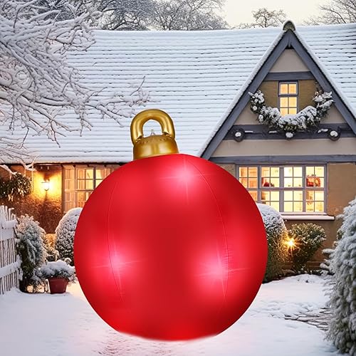 Miniatura 6 de Jetec Bolas de Navidad inflables gigantes de PVC de 7 pies, adornos inflables gigantes para exteriores, decoraciones de bolas de soplado de Navidad