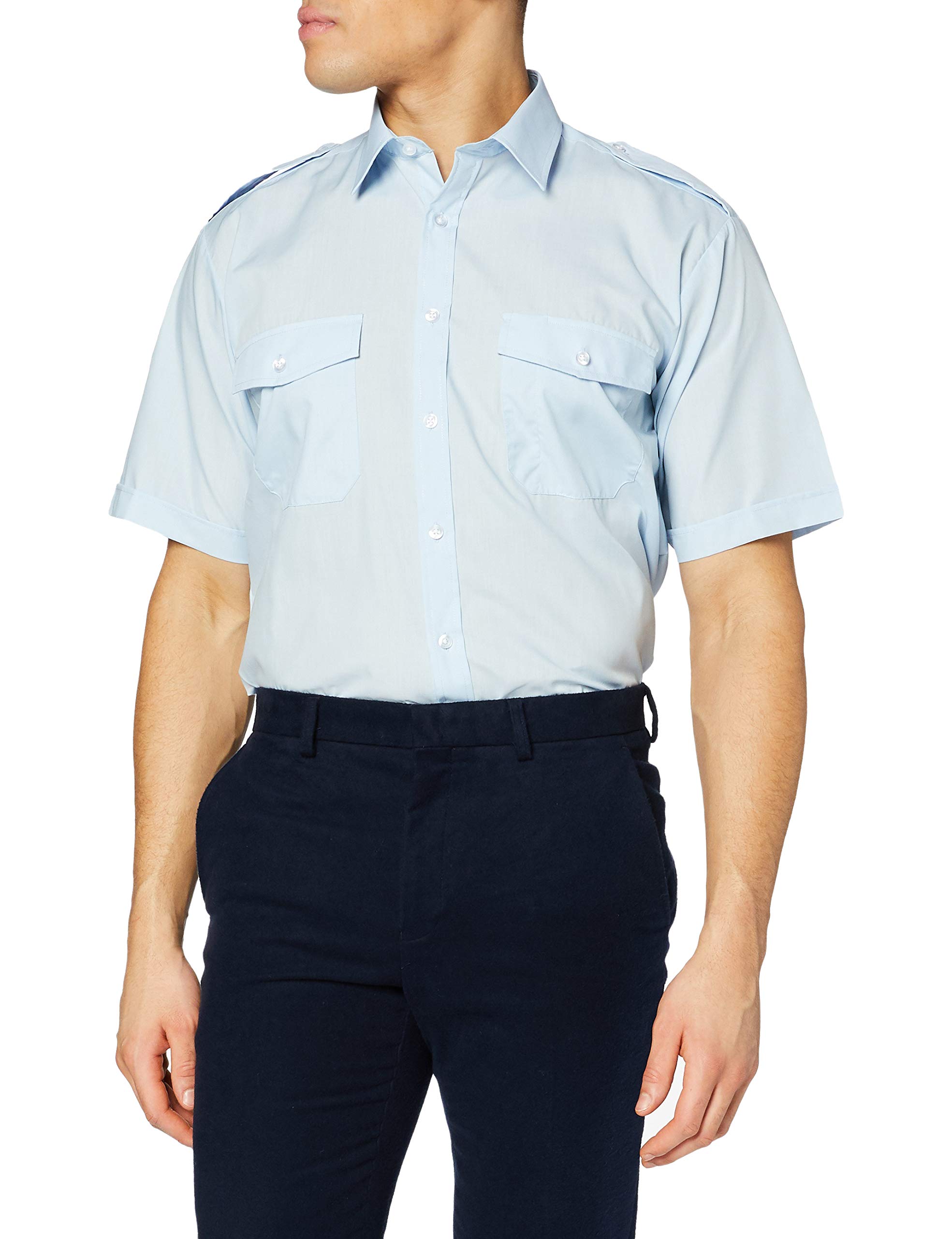 Premier Workwear Mens Short Sleeve Pilot Shirt Light Blue XXXXX-Large (Manufacturer Size:19)