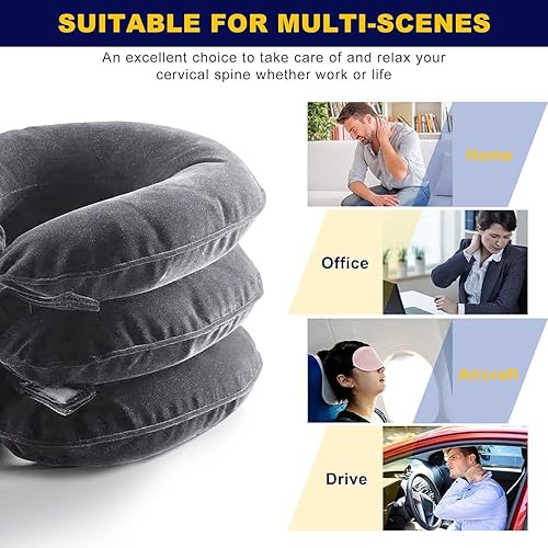 Miniatura 4 de Ensanchador de cuello, dispositivo de tracción cervical, dispositivo de tracción cervical para aliviar el dolor de cuello, soporte inflable