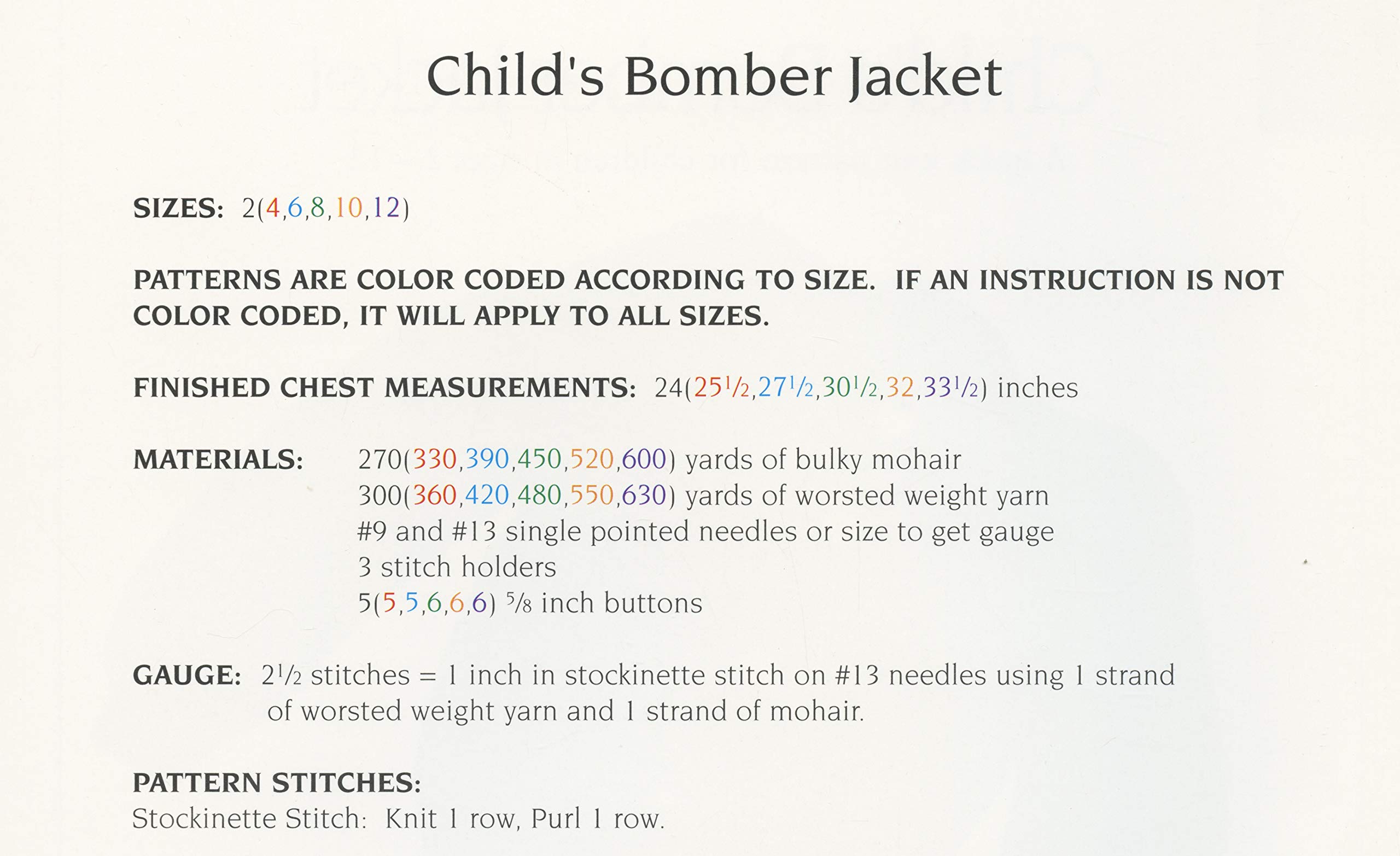 Design by Louise Knitting Pattern #8 - Child's Bomber Jacket: A Quick Knit Pattern for Children Sizes 2-12