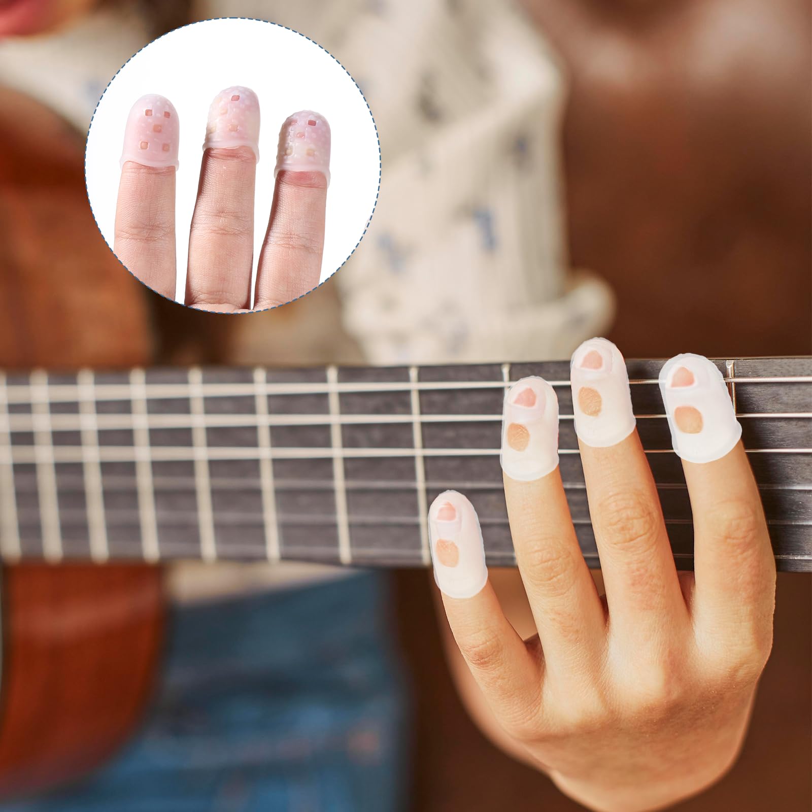 35 protectores de silicona para dedos de guitarra con púas de guitarra, fundas protectoras antideslizantes para guitarristas, 5 tamaños de protector de dedos para tocar guitarras ukelele