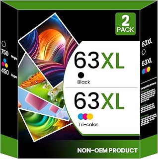 63XL Ink Cartridge Black and Color Replacement for HP 63XL Combo Pack | 63 XL High-Yield Ink Cartridge Work for OfficeJet 3830 4650 5255 5258 5200 Envy 4510 4520 4512 DeskJet 1112 2130 3630(2 Pack)