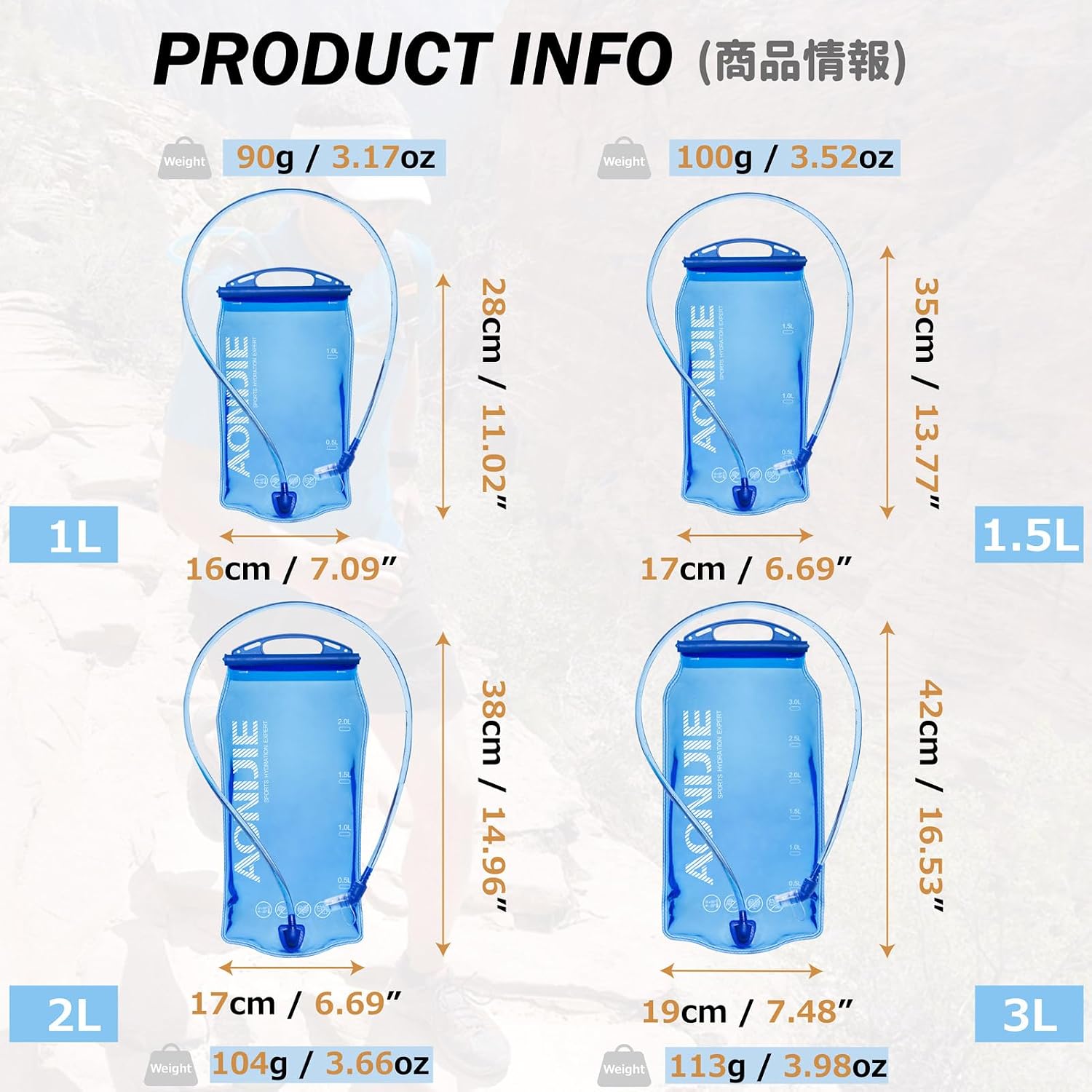 Azarxis Hydration Bladder 1.5L 2L 3L Water Reservoir BPA-Free for Hiking Backpack Hydration Pack, Leak Proof Large Opening Water Storage Bladder Bag for Camping Cycling Running