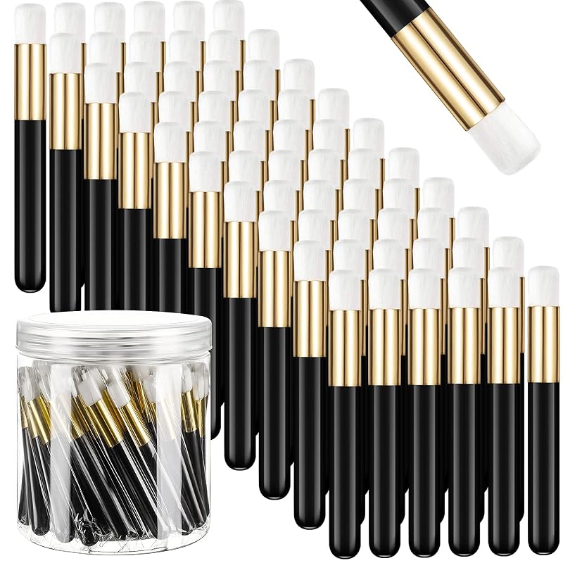 Patelai Kit com 60 Pincéis Planos para Cílios com Recipiente, Pretos