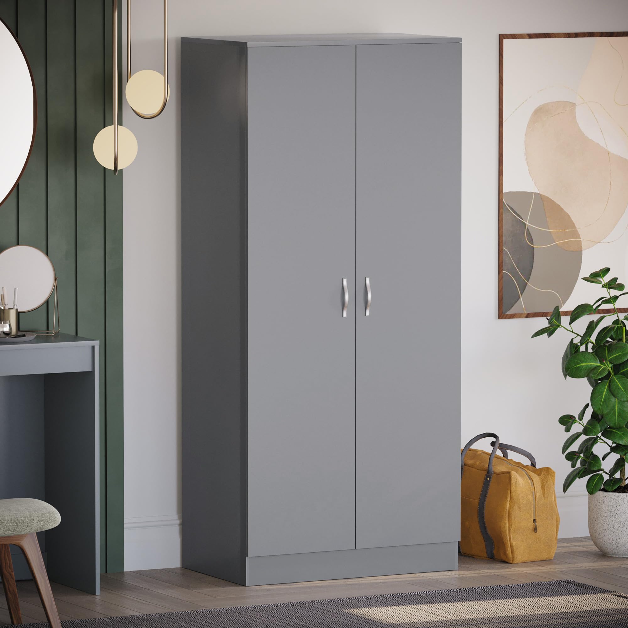 Armario de 2 puertas Vida Designs Riano mueble gris auxiliar con baldas de ropa