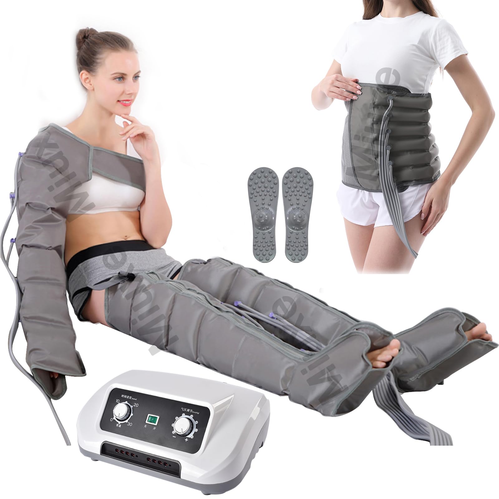 Macchinario Pressoterapia per Casa, Pressoterapia Linfodrenaggio Circolazione Gambe, Massaggiatore Pressoterapia Professionale Presso Terapia per Gambe E Addome, 6 Camere d'Aria