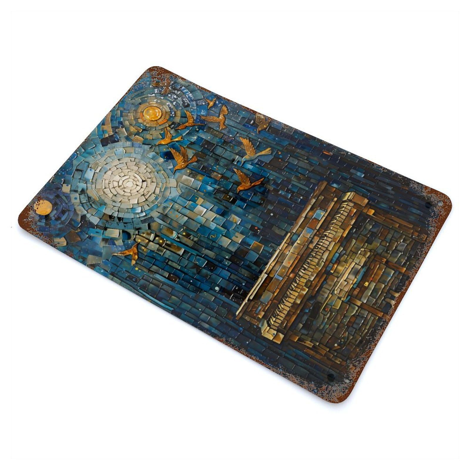 Birds on Piano Rustic Tin Plaque 11.8"x7.9", for Shed, Workshop And Garage Wall Decor, Rustic Home Decor