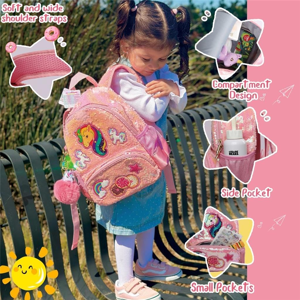 Unicorn Sequins Backpack for Girls,Toddler Kids Schoolbag,Bookbag for Kindergarten Elementary,Gift for Birthday Xmas. - Image 3