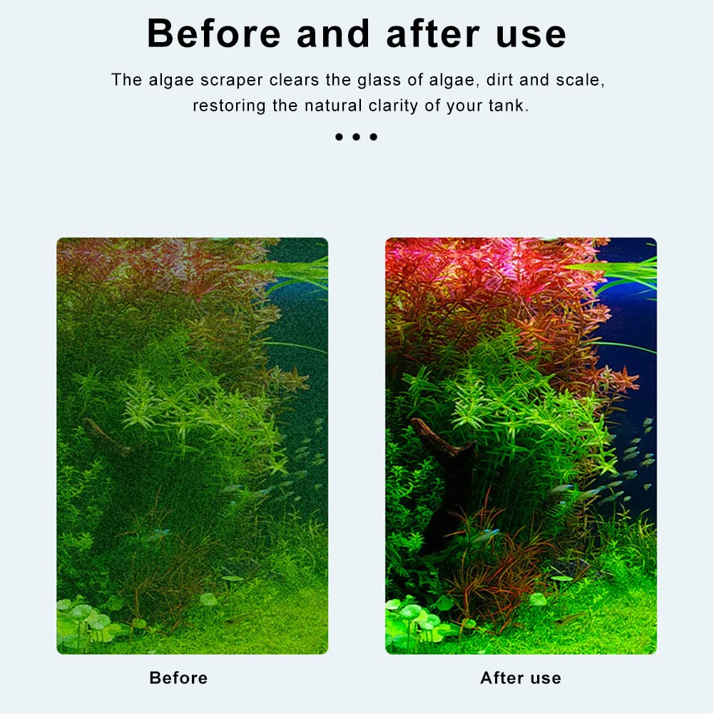 Kiuiom Nettoyeur De Grattoir Algues,Aquarium Scraper,30-51cm Algues Grattoir,Racloir pour Aquarium Nettoyeurs D'Algues,Rasoir De Nettoyage Aquarium,Vitre Grattoir Algues,avec Tige Amovible Et 5 Lames
