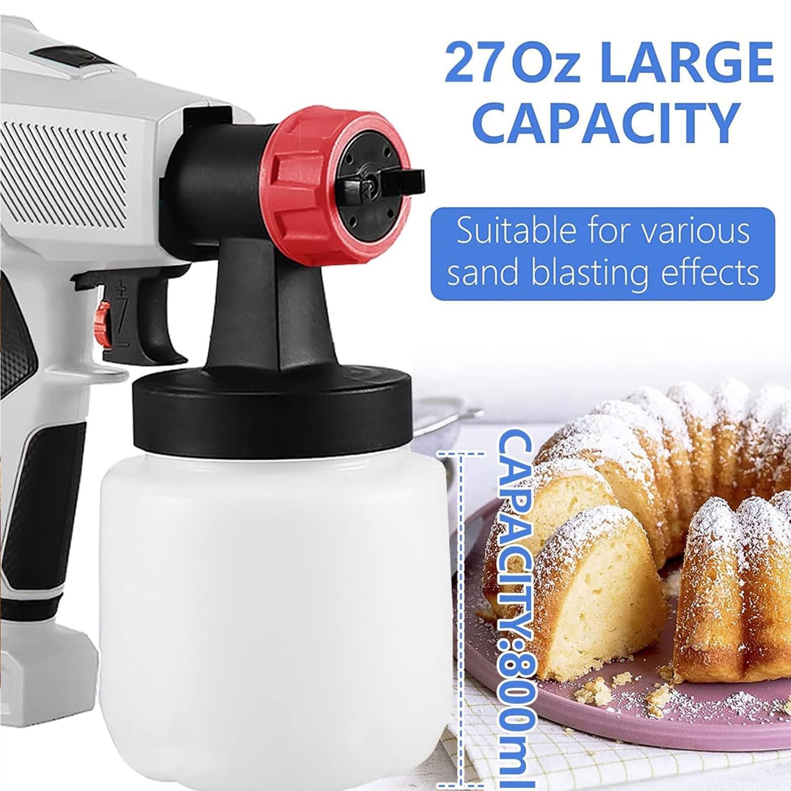 Kit De Pistola Pulverizadora De Chocolate 500w/800w, Aerógrafo Eléctrico De Decoración De Pasteles 800ml Con 3/2 Boquillas, Volumen De Pulverización Ajustable Para Repostería, Postres Y Máquina 500W