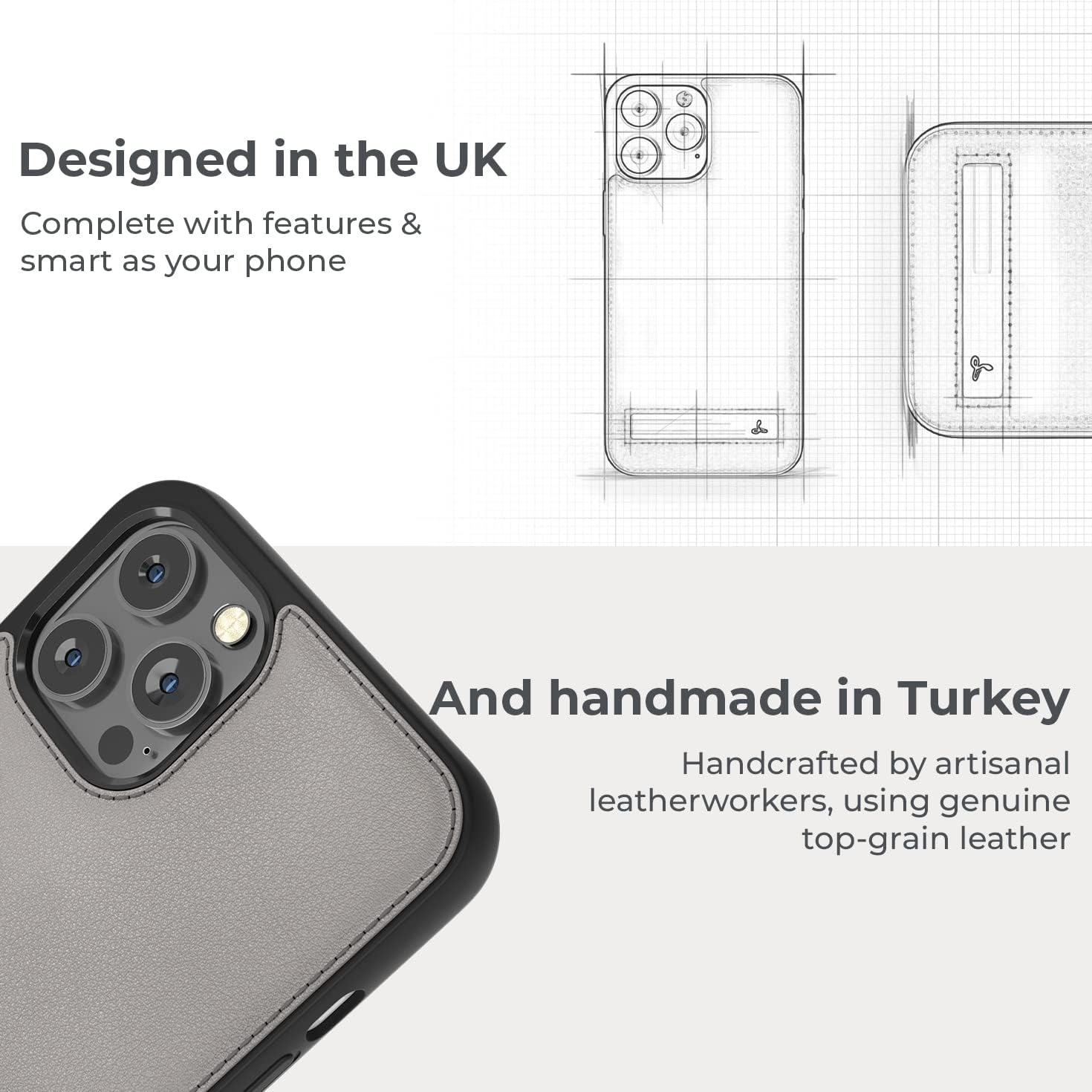 Snakehive Metro Leather Case for Apple iPhone 12/12 Pro || Real Leather Phone Case with Stand || Genuine Leather & MagSafe Compatible Leather Cover with Kickstand (Grey)