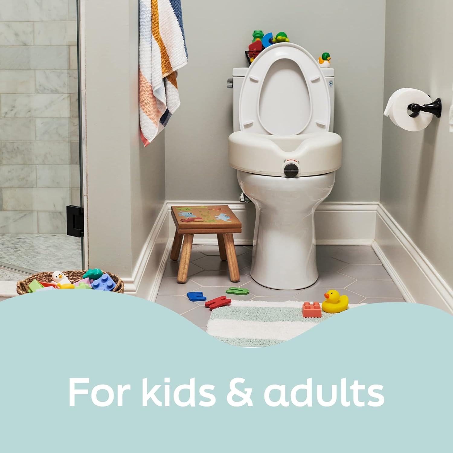 Medline Locking Elevated Toliet Seat, with Arms, White, 5" : Health & Household