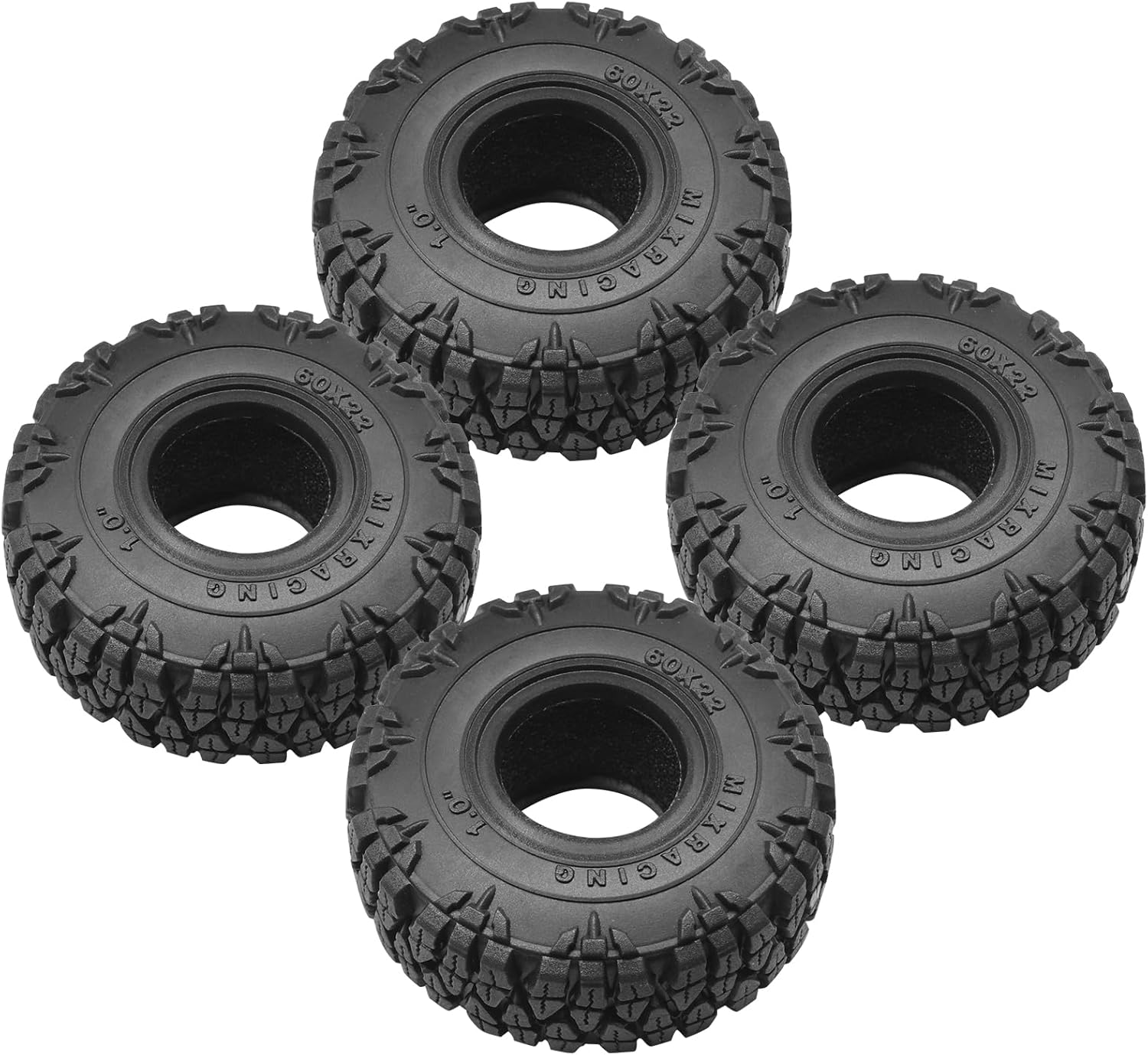 OGRC 1.0 Tires Soft and Sticky 1.0 Crawler Tires for 1/18 TRX4M 1/24 RC Crawler Axial SCX24 FMS FCX24 RC Crawler Car - 60 * 22mm