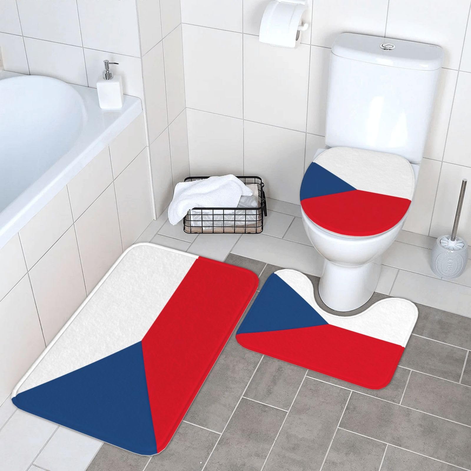 Tapis de salle de bain imprimé drapeau tchèque antidérapant