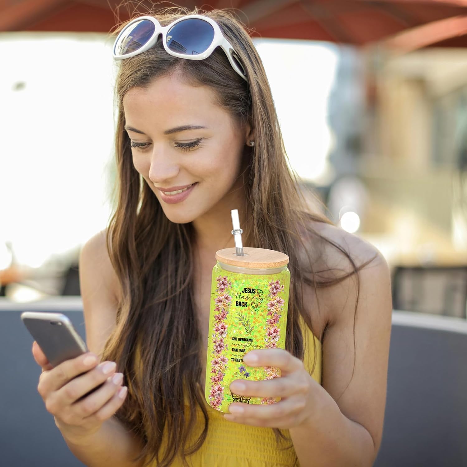 6 Pack 16 Oz Sublimation Snow Globe Tumbler, Snow Globe Cups with Pre Drilled Hole, Double Wall Beer Can Glass Mason Jar Mug with Bamboo Lids and Straws for Snowglobe DIY - Image 6