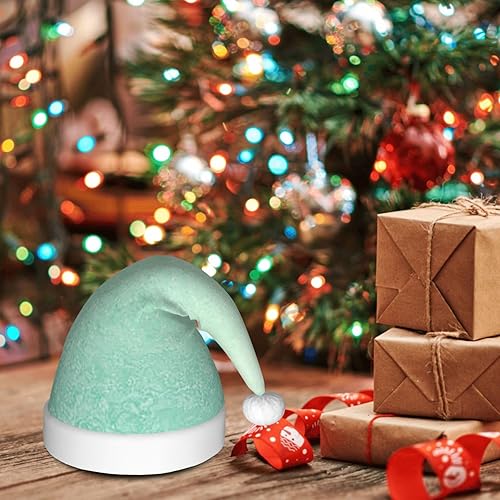 Miniatura 6 de Sombrero de Navidad verde menta, sombrero de Papá Noel para adultos, unisex, de terciopelo, para fiestas, decoración de Navidad