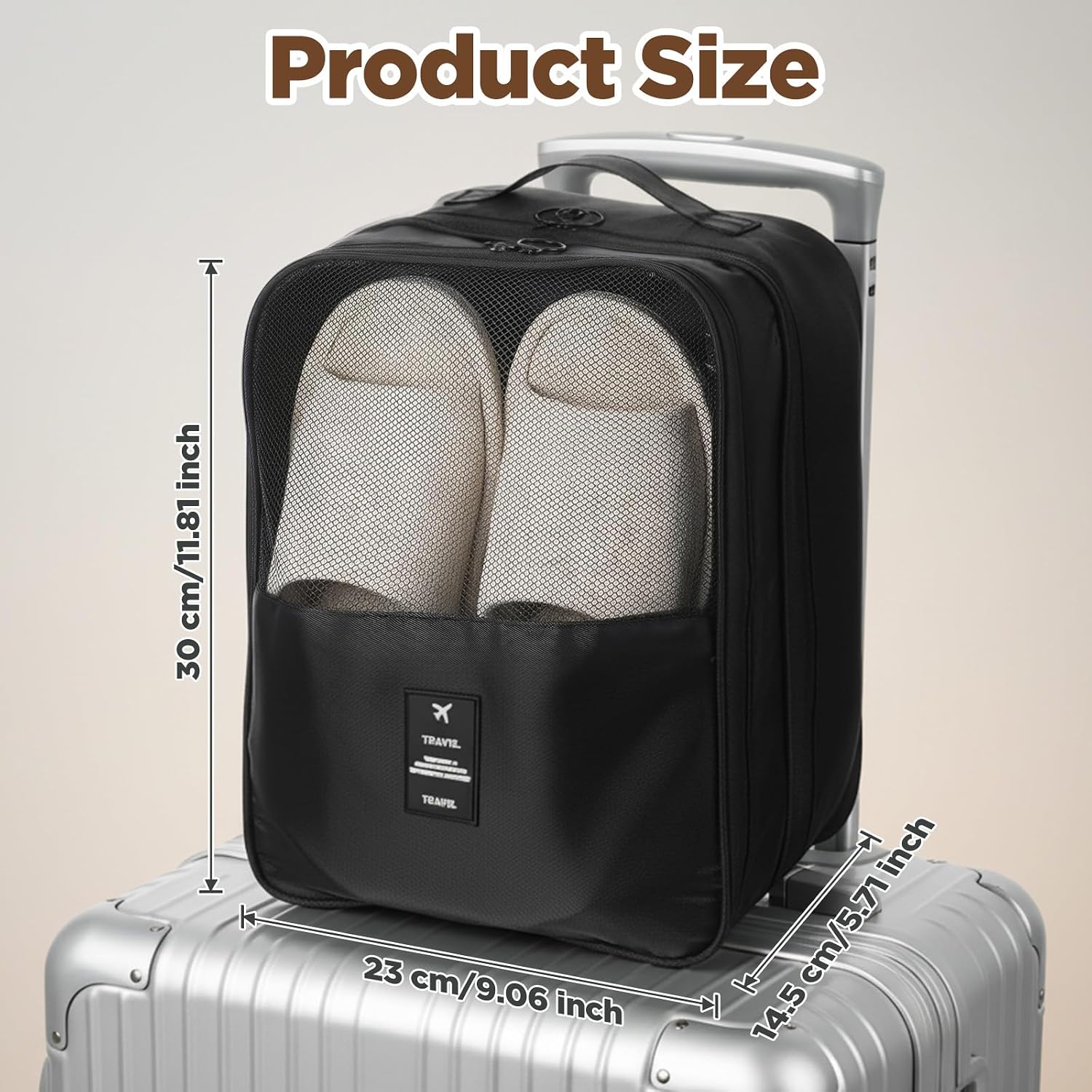 2pcs Shoe Bags for Travel shoe travel bags for packing in suitcase Portable shoes pouch Shoes Storage Bag Organizer Luggage Shoess Organizer for Women and Teenager Holds 3 Pair (Black)