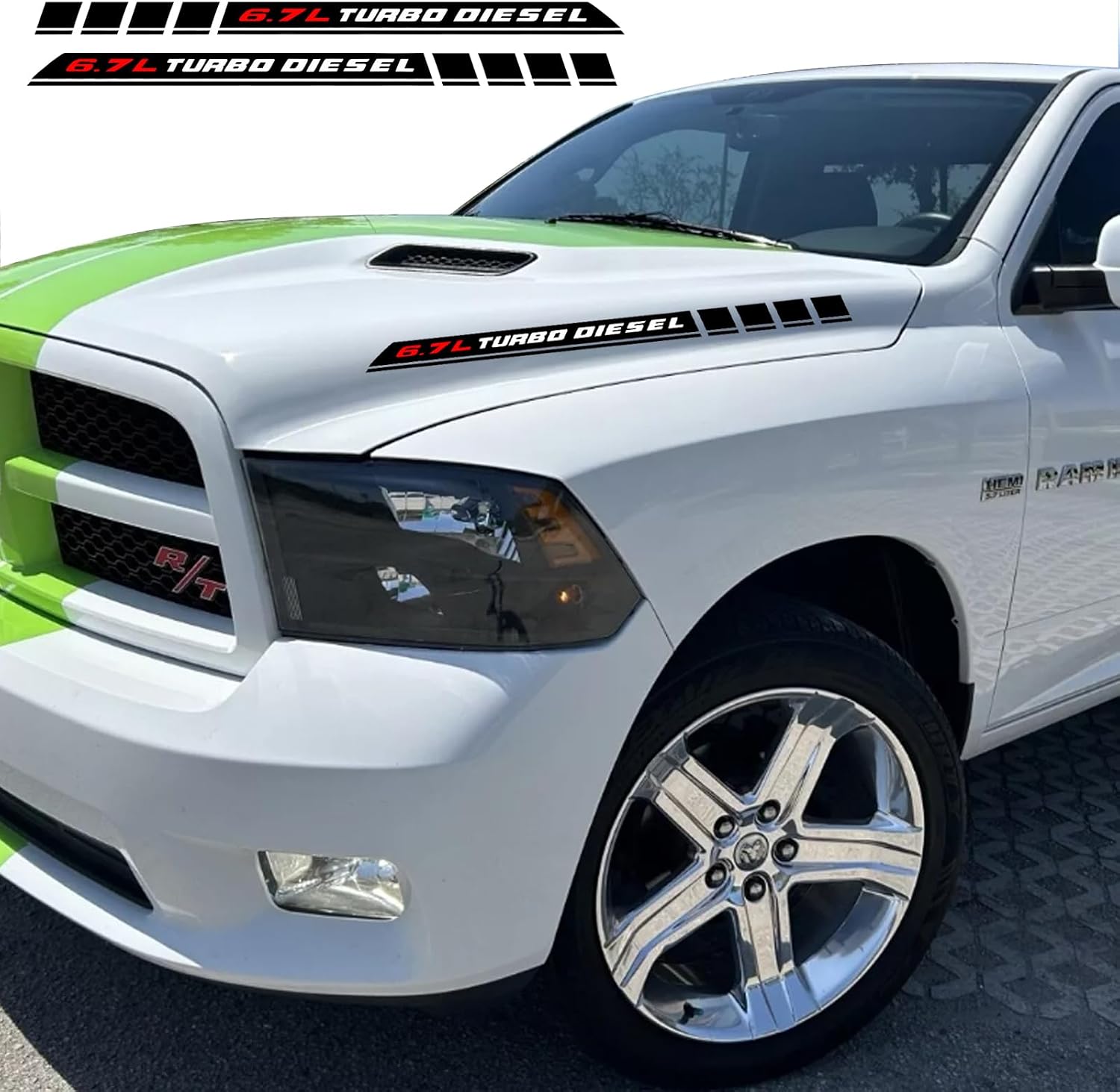 6.7L Turbo Diesel Pickup Truck Engine Hood Decals Emblem for Dodge Ram 1500 2500 3500 2Pcs (6.7L)